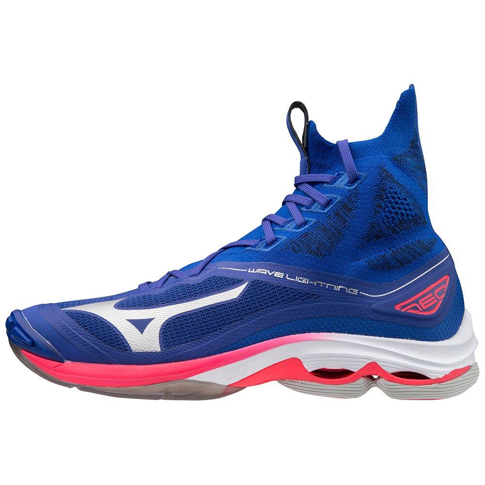 Mizuno Men's Volleyball Shoes Blue/Pink Silver Wave Lightning Neo Shoes - V1GA200220